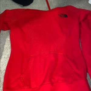red north face hoodie